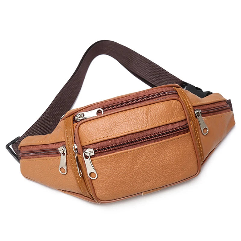 Men's Waist Pack PU Leather Bag Waist  Bag Male Artificial Leather