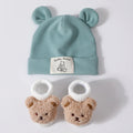 1Set Winter Bear Baby Warm Hats Socks For Newborn Autumn New Soft