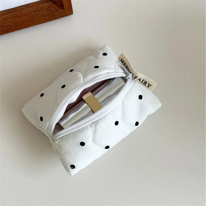 Quilted Dot Makeup Bag for Women Girl Small Large Lipstick Brush