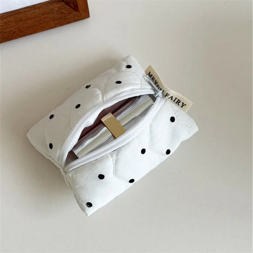 Quilted Dot Makeup Bag for Women Girl Small Large Lipstick Brush