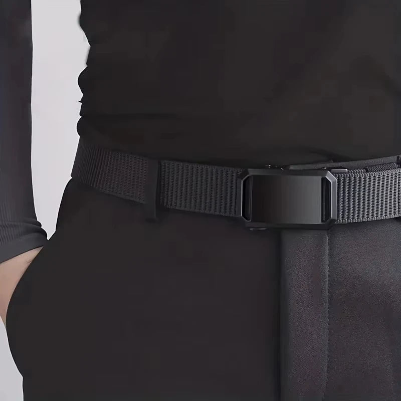New Automatic Buckle Belt, Canvas Tactical Workwear Casual Outdoor