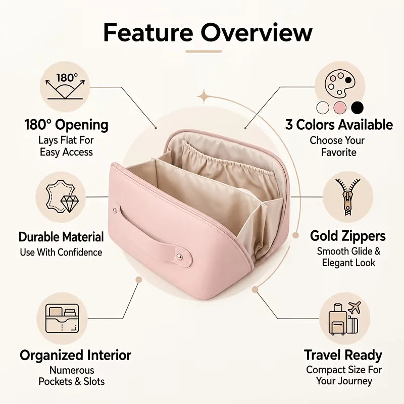 Makeup Organizer Female Toiletry Kit Bag Make Up Case Storage Pouch