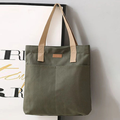 Women Canvas Tote Bag Solid Color Designer Ladies Casual Handbag