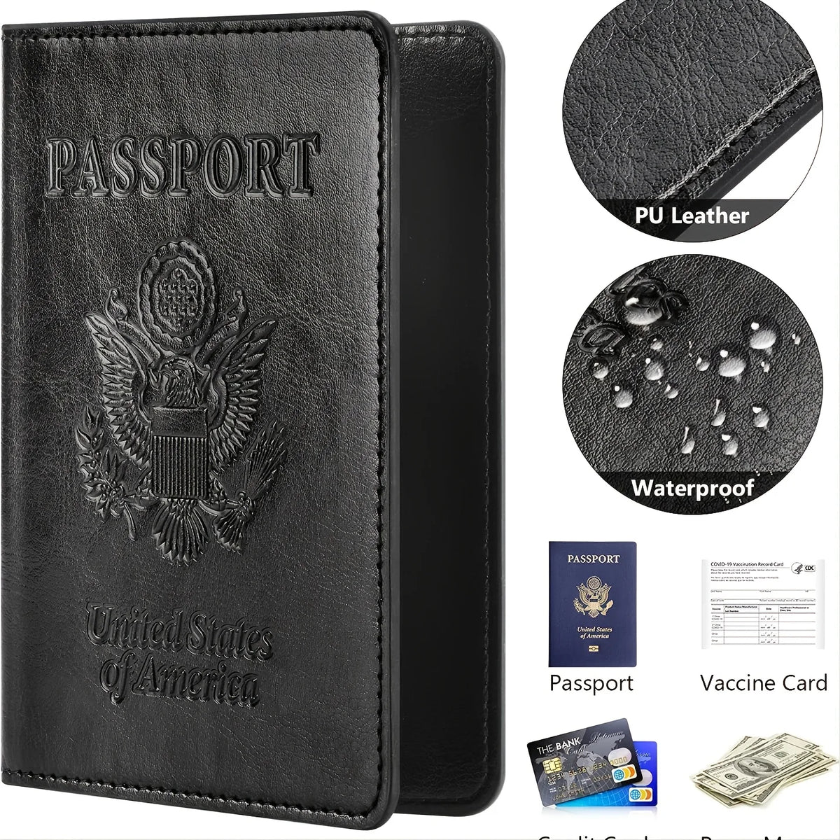 Travel Documents Holder Cover Wallet Travel Essentials RFID Blocking Leather