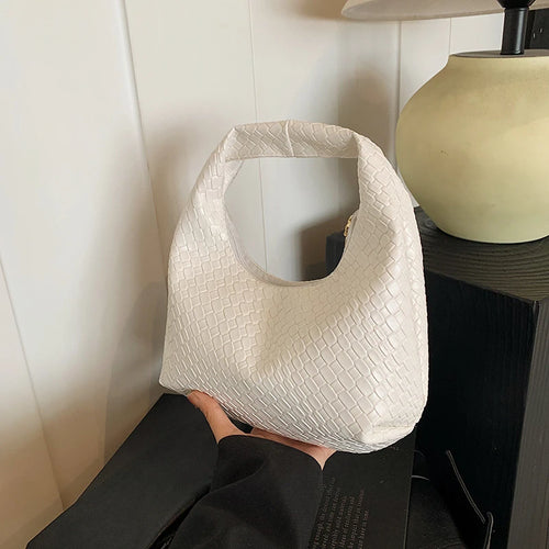 Women Classic Fashion Woven Embossed Hobo Soft PU Leather Small
