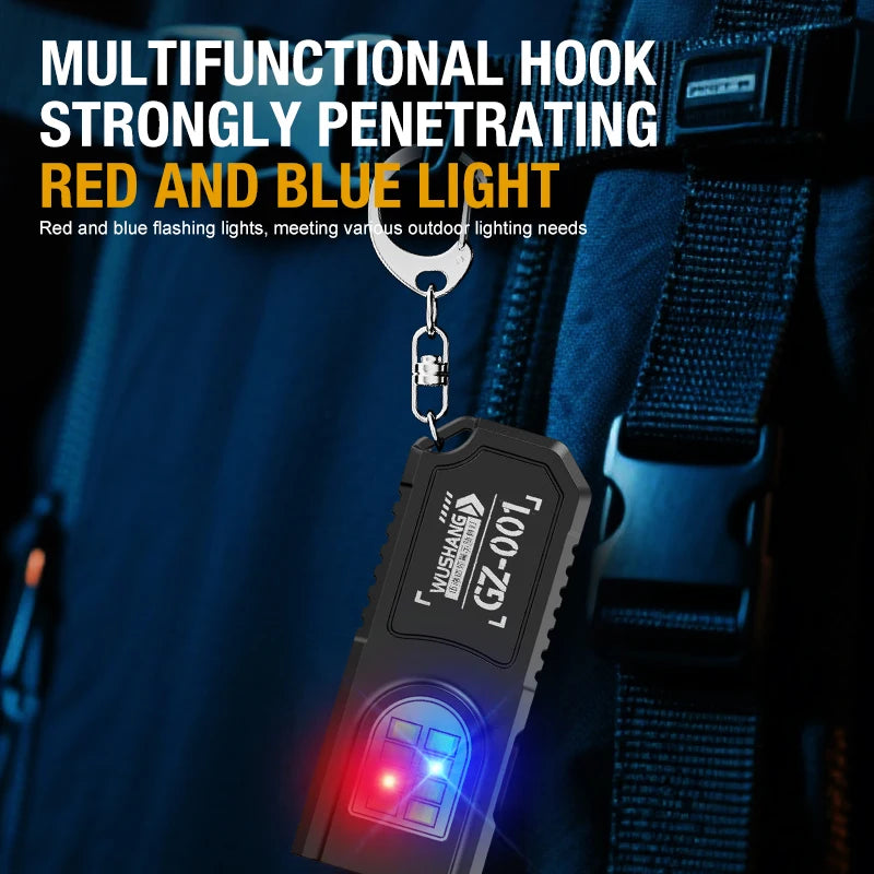 Portable Keychain LED COB Flashlight USB Rechargeable Torch with Pen