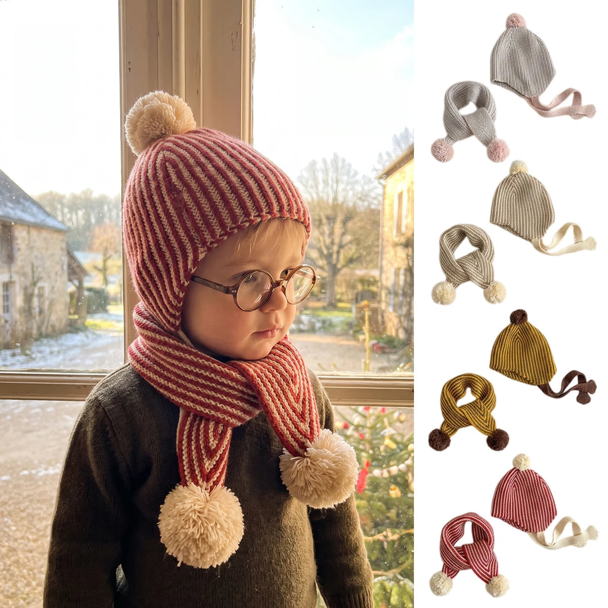 MILANCEL Children's Hat and Scarf Set 2-6T Winter Warm Kids' Scarves