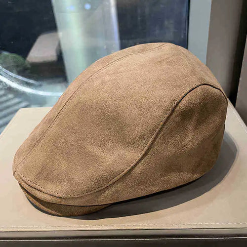 Unisex British Style Winter Beret Hat Women Fashion Outdoor Warm Solid