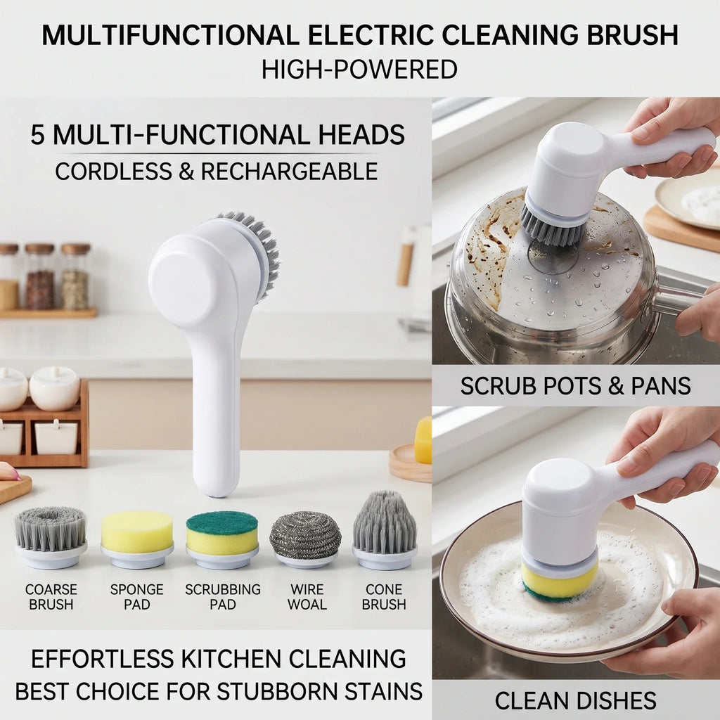 Multifunctional Electric Spin Scrubber Cordless 2 Speed Kitchen Sink