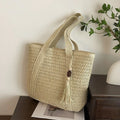 French style large capacity woven straw woven bag for women, new beach
