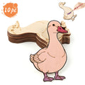 10pcs/set Unfinished Wood Duck Animal Ornaments Wooden Craft Set for
