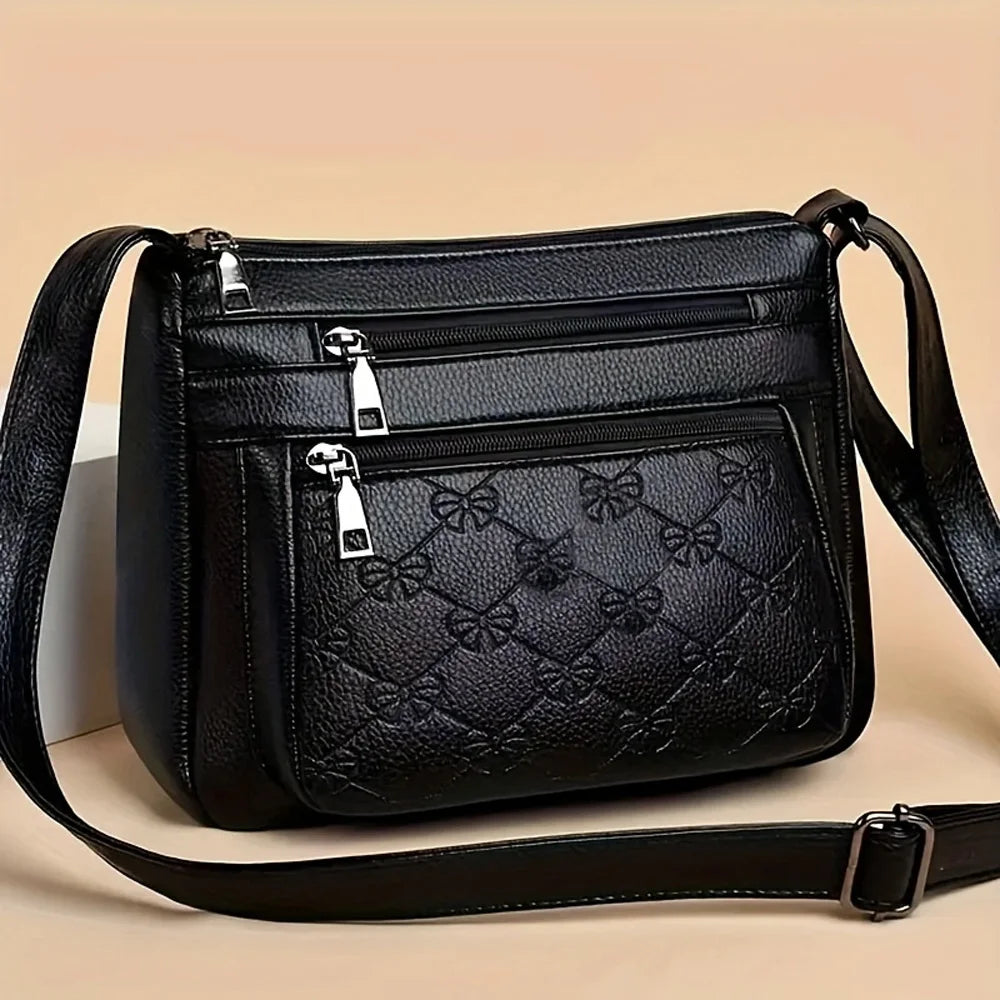 Women Crossbody Fashion Pu Leather Large Capacity Multi-Pocket Mom Bag