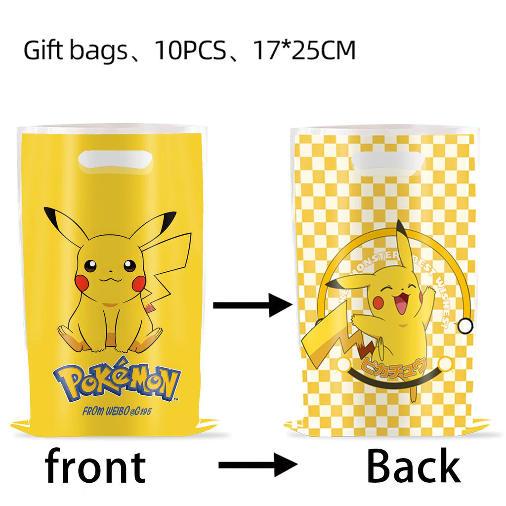 10-50pcs Pokémon themed Birthday Gift Bags Plastic Candy Treasure Hunt