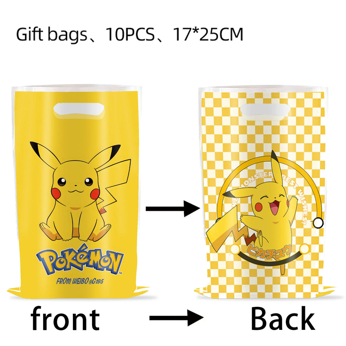 10-50pcs Pokémon themed Birthday Gift Bags Plastic Candy Treasure Hunt