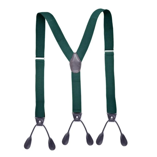 Men Women Adult Vintage Suspenders Leather Trimmed Button End Y Back