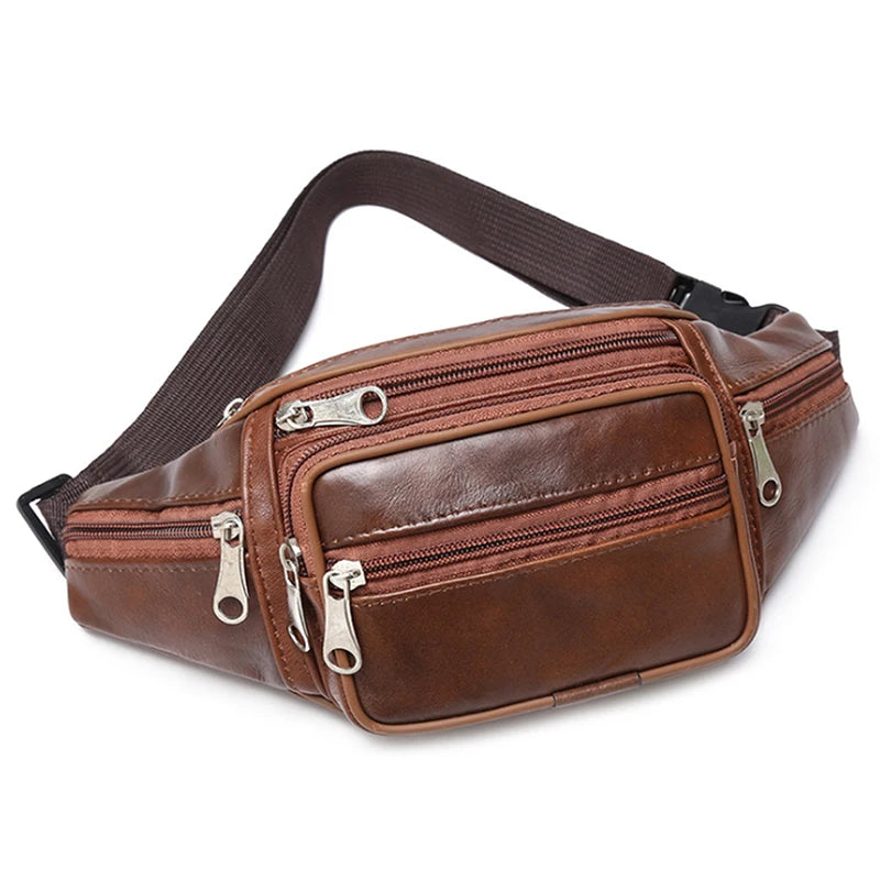 Men's Waist Pack PU Leather Bag Waist  Bag Male Artificial Leather