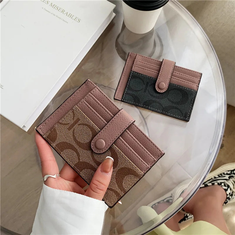 Monogram Ultra-Slim Card Holder – Minimalist Ins Style Mini Wallet for Women