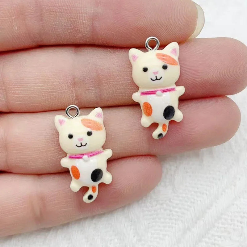 12pcs Cute Mini Cat Resin Pendant DIY Handmade Earrings Necklace