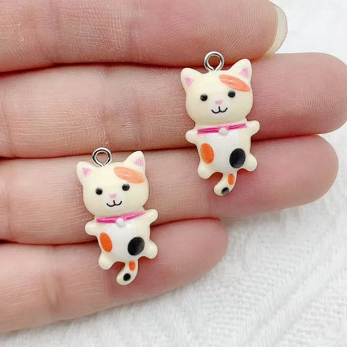 12pcs Cute Mini Cat Resin Pendant DIY Handmade Earrings Necklace