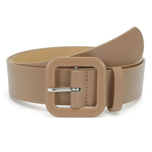 Fashion Women Leather Belt Candy Color Square Buckle Waistband Luxury
