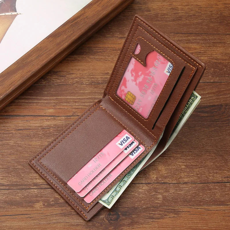 Men's Slim Money Clip Wallet Credit Card ID Holder Casual Male Leather