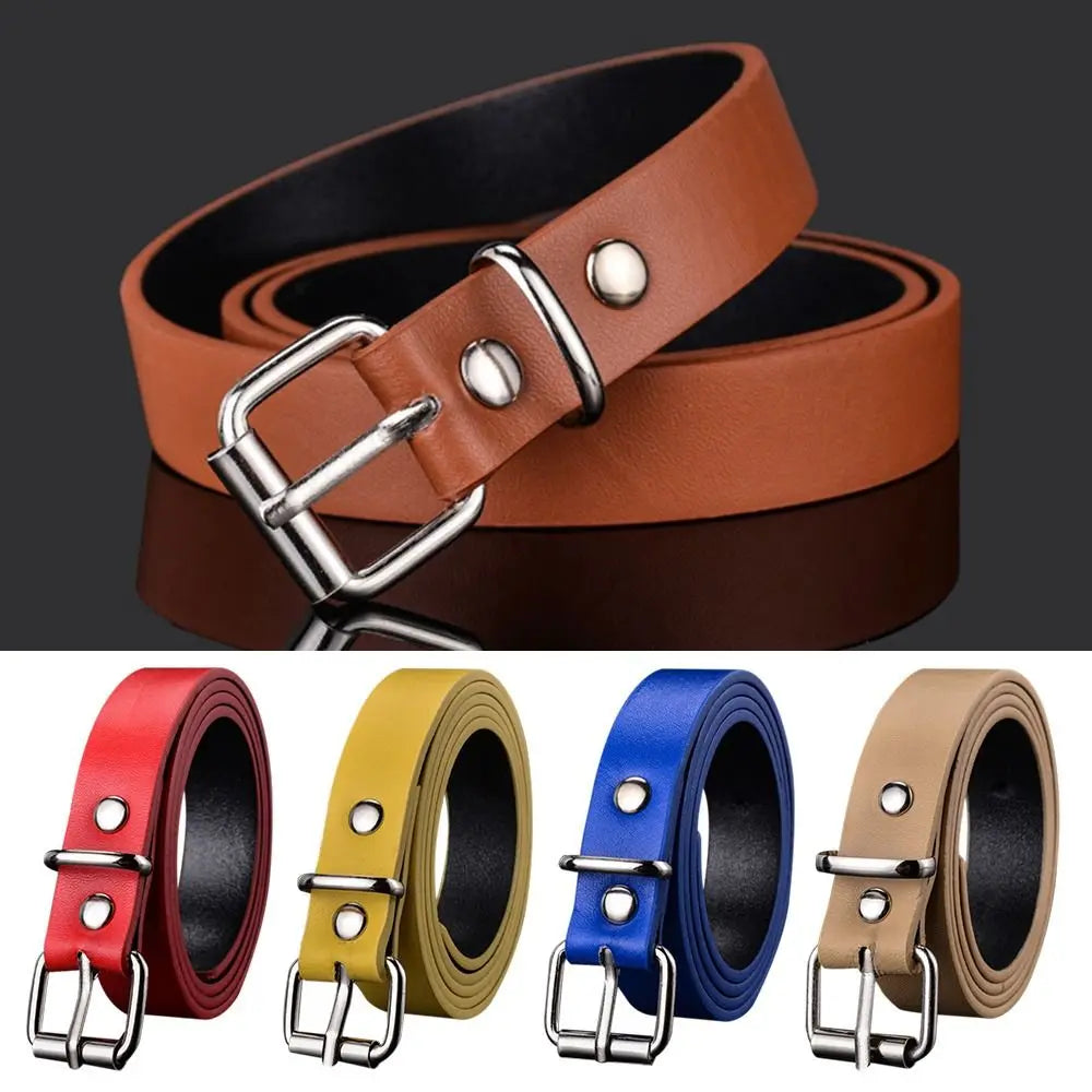 Children PU Leather Belts Boys Girls Kid Waist Strap Waistband Metal