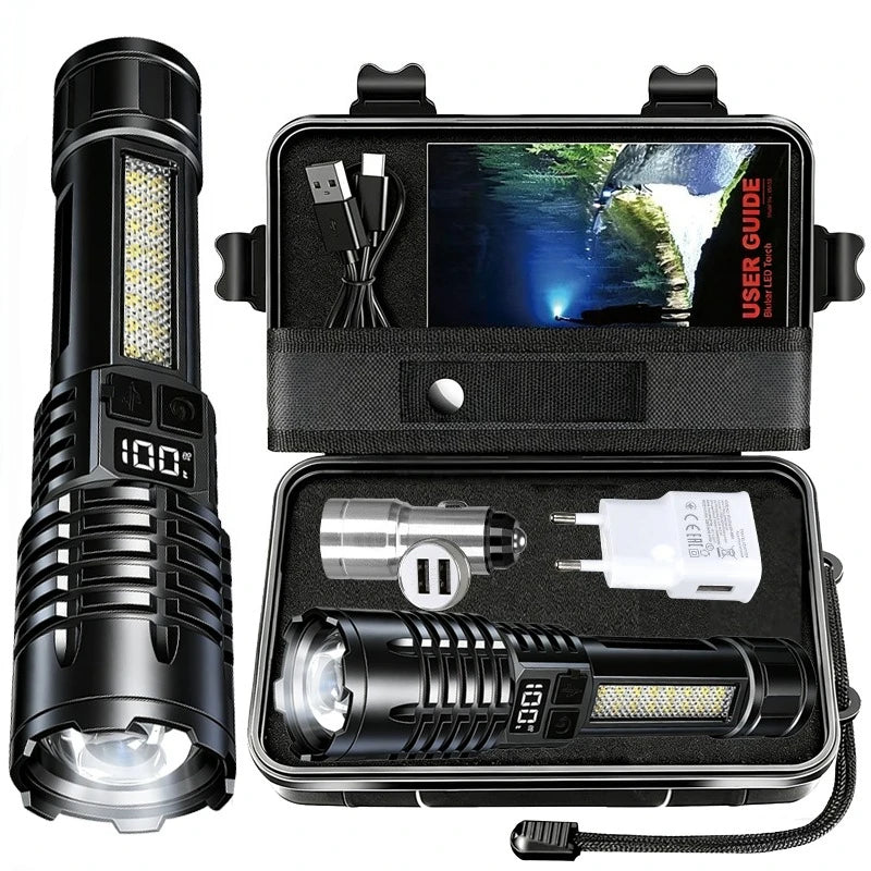 Powerful LED Zoomable Tactical Flashlight USB Rechargeable Emergency