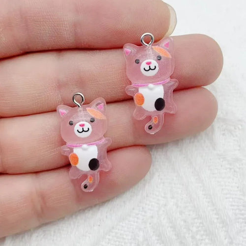 12pcs Cute Mini Cat Resin Pendant DIY Handmade Earrings Necklace