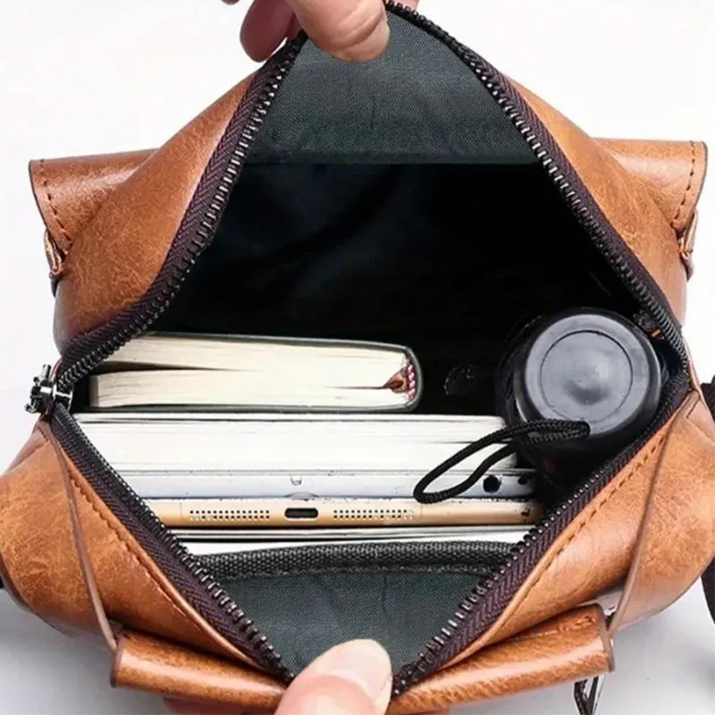 Multi-Purpose Men's Shoulder Bag for Work, PU Crossbody Briefcase with