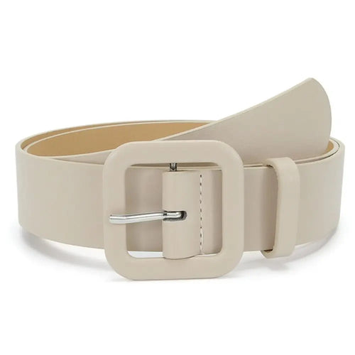 Fashion Women Leather Belt Candy Color Square Buckle Waistband Luxury