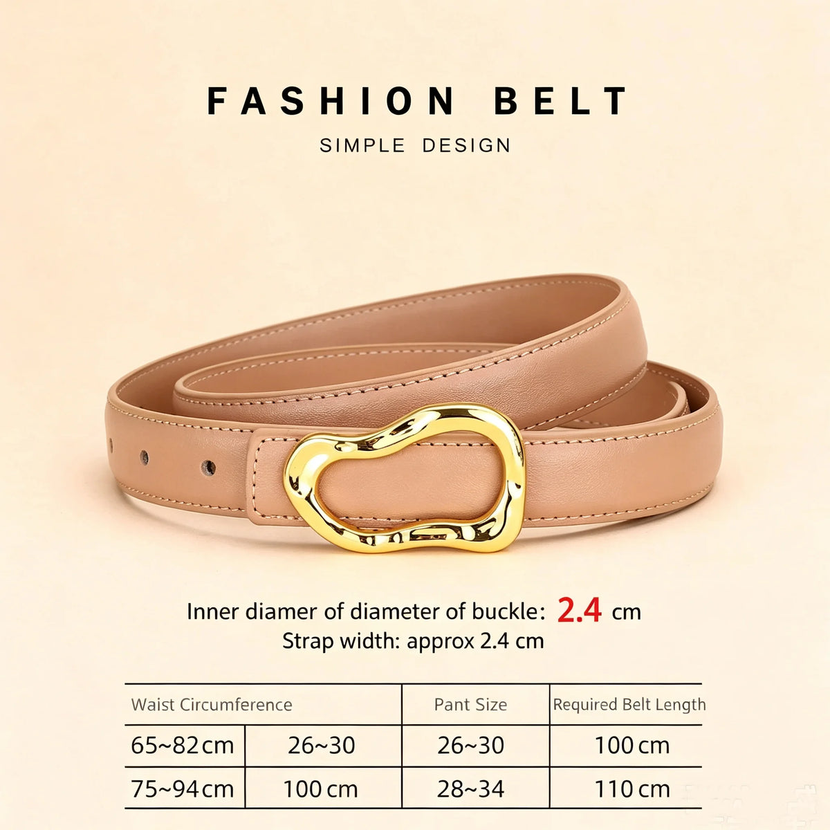 Genuine Leather Belt for Women; Fashionable Accessory for Versatile