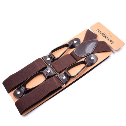 Men Women Adult Vintage Suspenders Leather Trimmed Button End Y Back