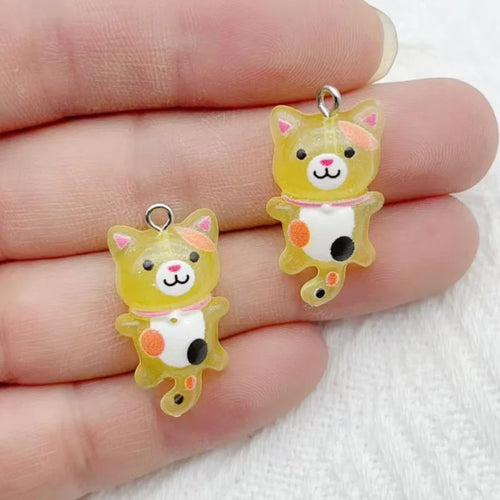 12pcs Cute Mini Cat Resin Pendant DIY Handmade Earrings Necklace