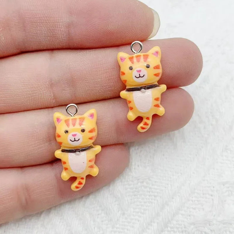 12pcs Cute Mini Cat Resin Pendant DIY Handmade Earrings Necklace