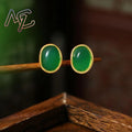 Green Natural Jade Earrings Talismans Luxury Gifts for Women Carved