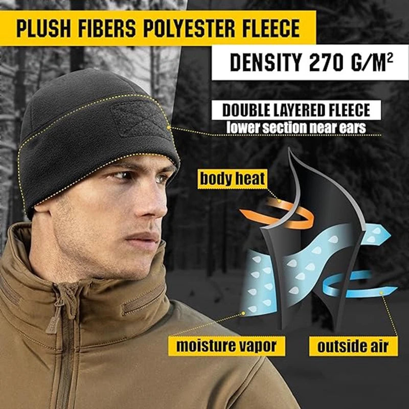 Windproof Tactical Beanie - Thick, Warm Knit Hat for Outdoor