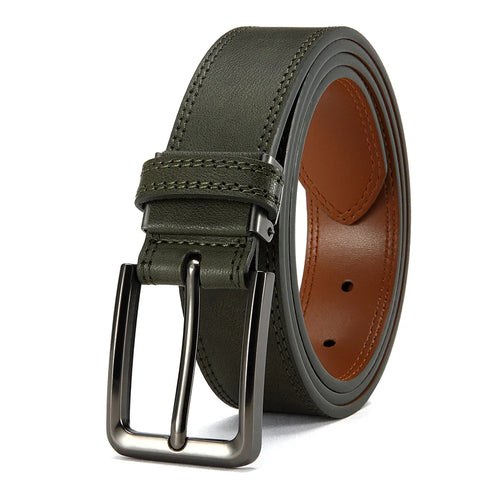 Men Belts High Quality Genuine Leather LONG Large Pin Buckle Metal