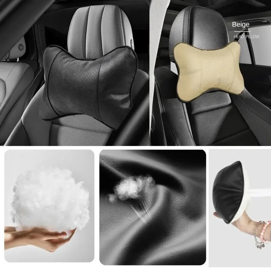 Car Neck Pillows Both Side Pu Leather 1pcs Pack Headrest For Head support