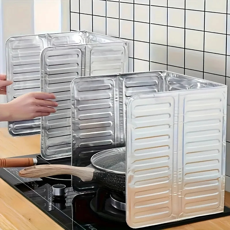 Foldable Aluminum Foil Oil Splatter Guard for Gas Stove, Kitchen