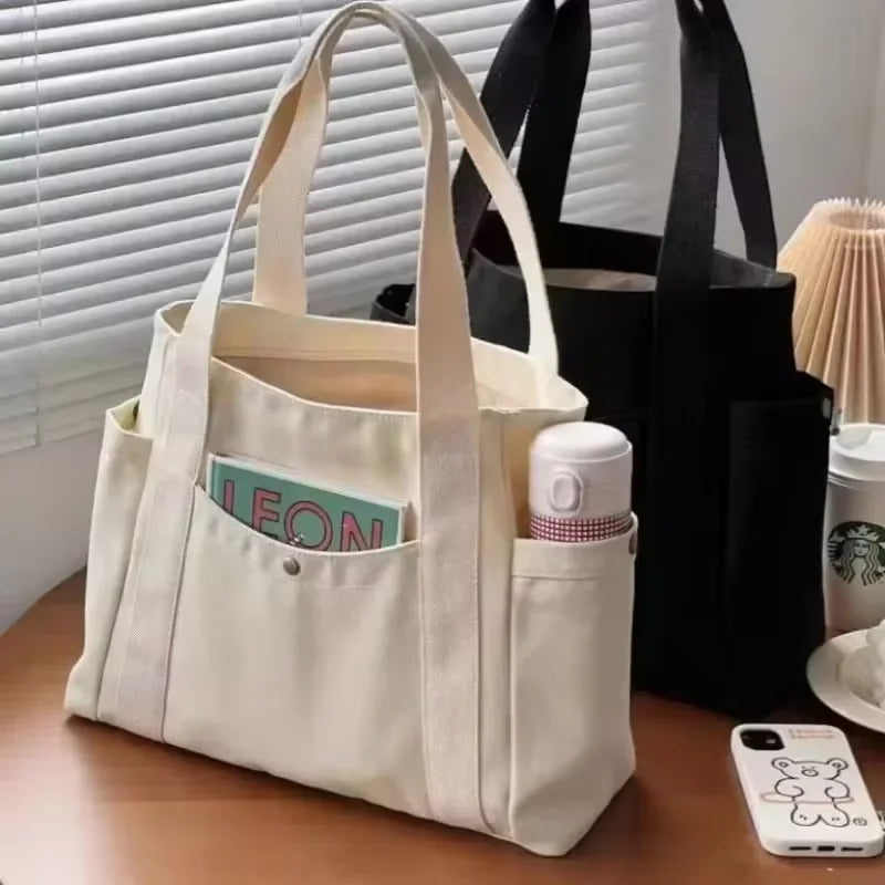 Large Capacity Canvas Tote Bags for Work Commuting Carrying Bag