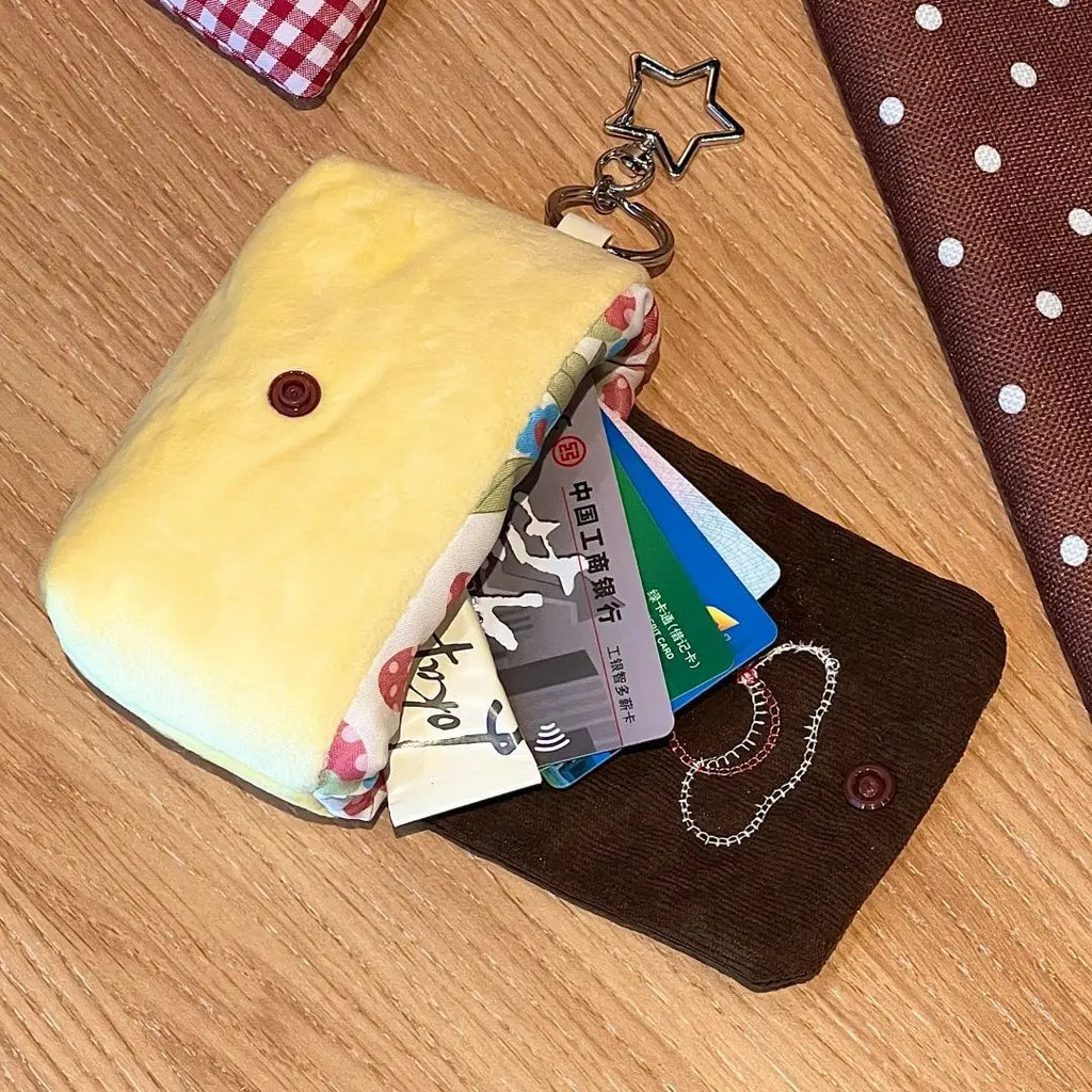 Multifunctional Small Pouch for Girls Cute Cherry Pudding Plush Coin