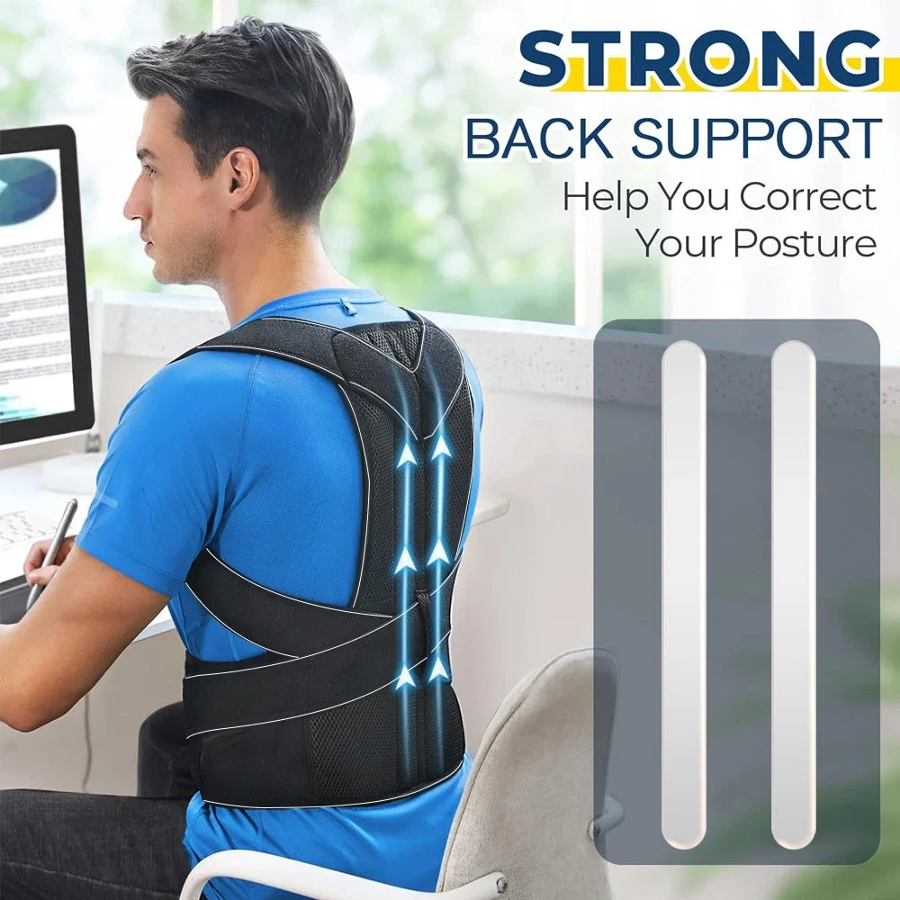 Adjustable Full Back Support Brace for Women & Men