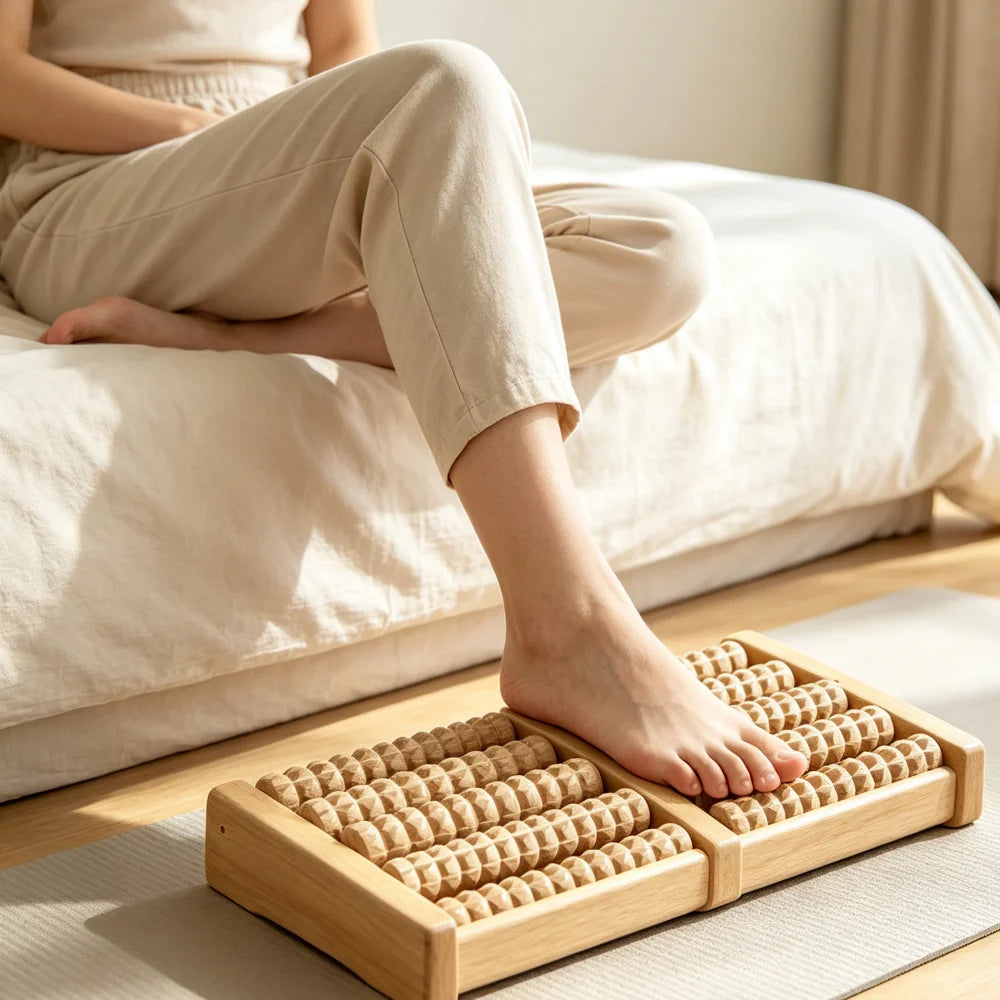 Wooden Foot Massage Roller Beech Wood Massager for Home Use Simple
