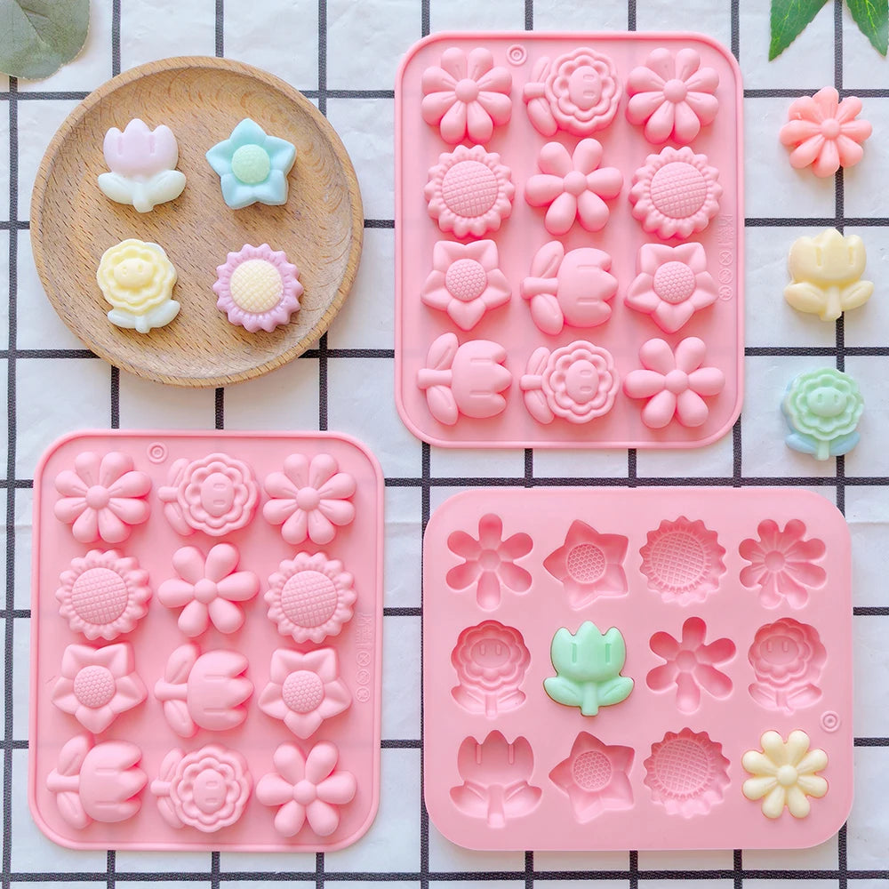 1pc Mini 12 cavity 6 small flower shaped candy chocolate cookies