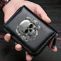 Gothic Skull Floral Print Wallet Multifunctional Card Holder Zipper