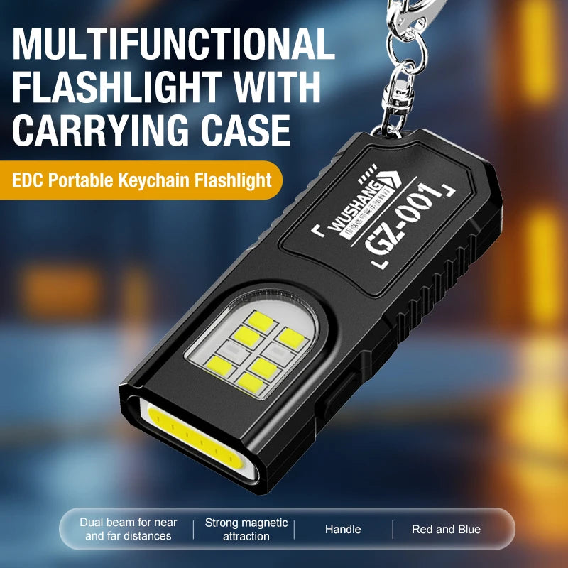 Portable Keychain LED COB Flashlight USB Rechargeable Torch with Pen