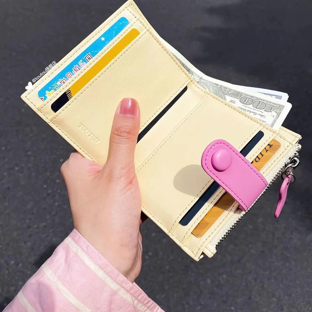 Women Cute Cartoon Embroidery Sausage Dog Wallet Zipper Coin Purse