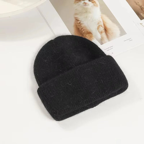 Winter Warm Rabbit Hair Hoodie Women's Knitted Hat Versatile Knitted