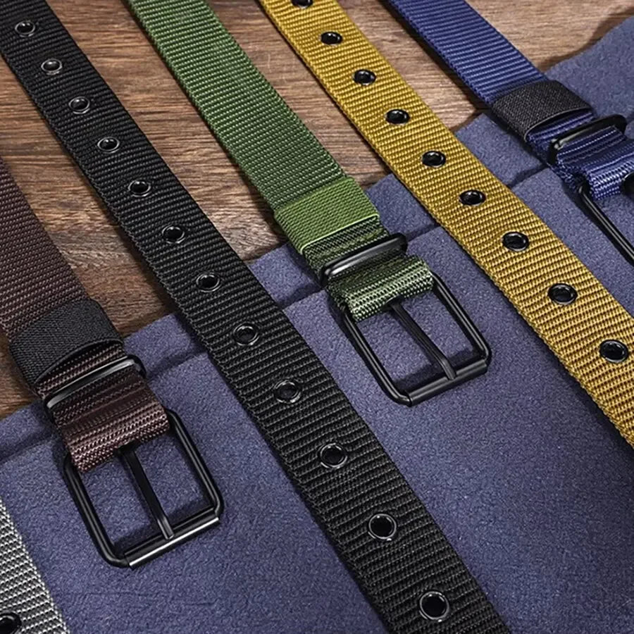 Men's and Women's Nylon Belt Porous Canvas Pin Buckle Outdoor Belt