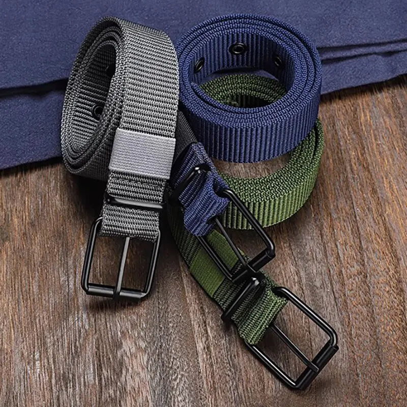 Men's and Women's Nylon Belt Porous Canvas Pin Buckle Outdoor Belt